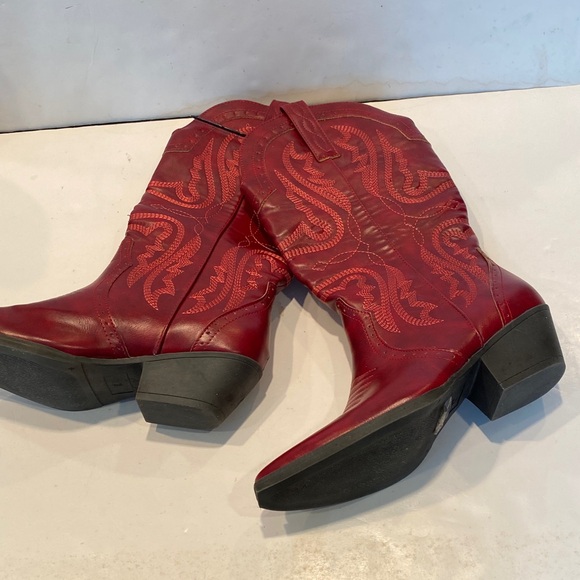 Shoes - NWOT Women’s Red Faux Leather Cowboy Boots